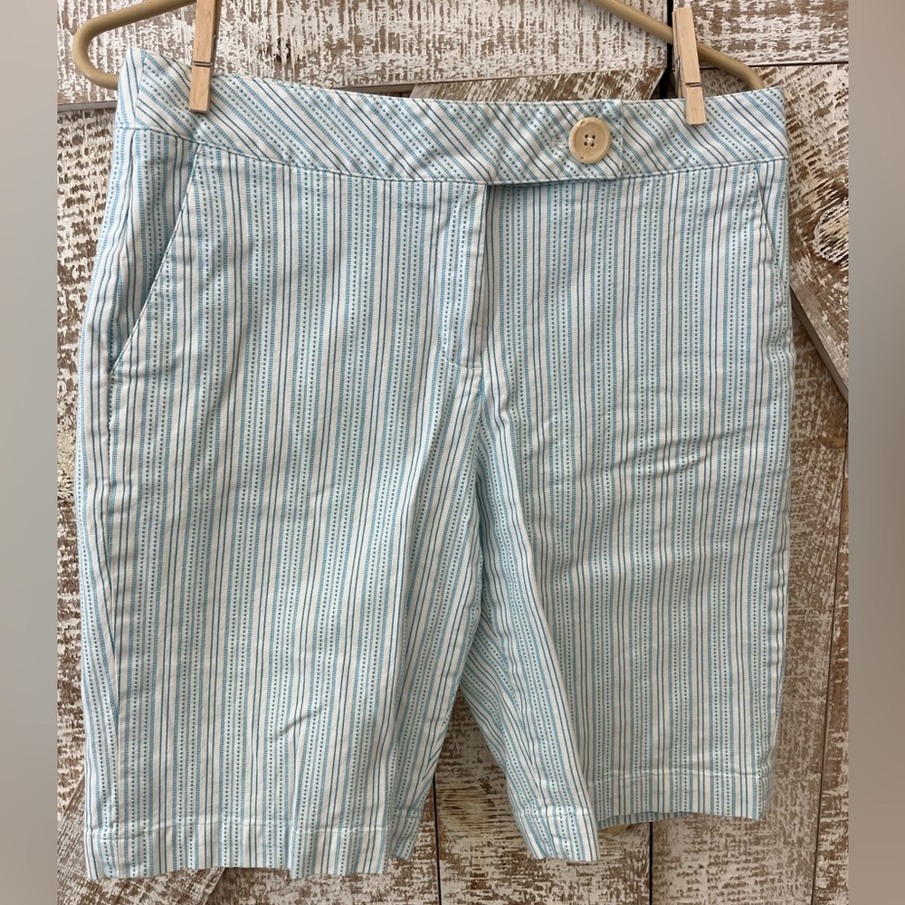 Talbots Striped Blue Women's Shorts Cotton w/ a stretch for comfort.  10” size 8